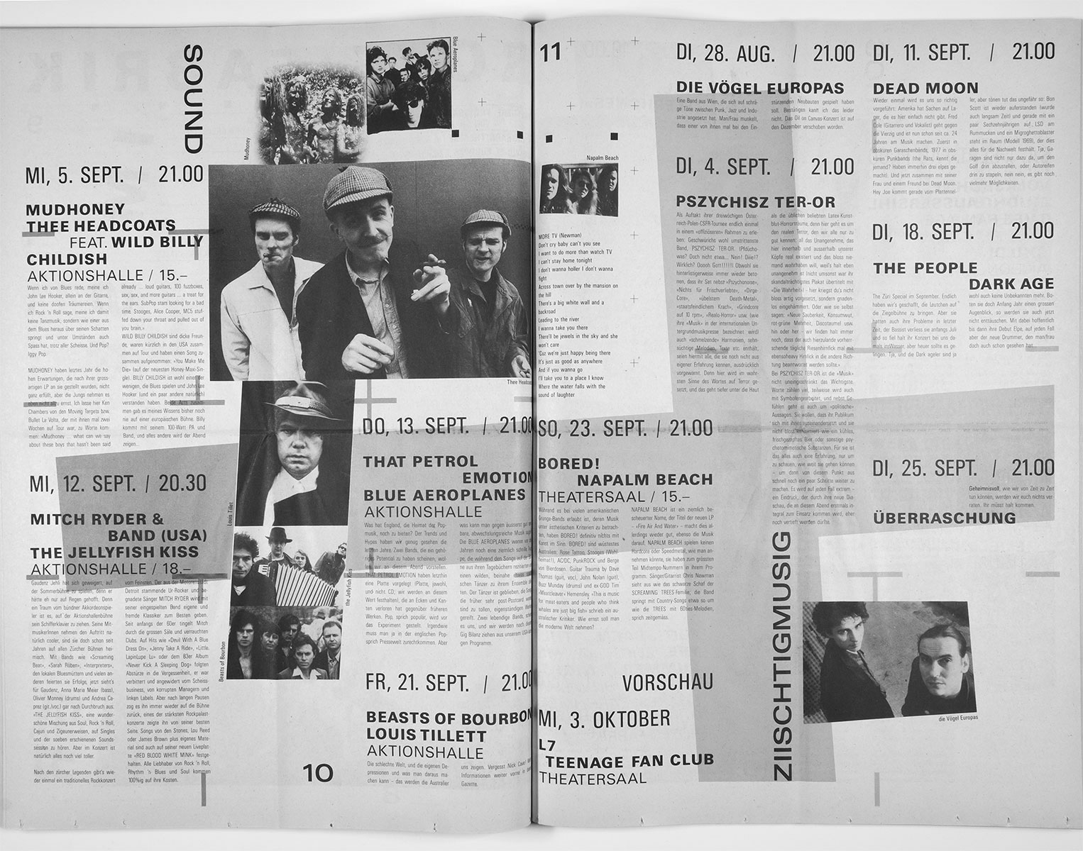 Gestaltung und Redaktion der FabrikZeitung, der Programmzeitung aus der Roten Fabrik Zürich, 1989 — 1992, zusammen mit Joe Zimmermann, Ilia Vasella und Marcel Zwingli