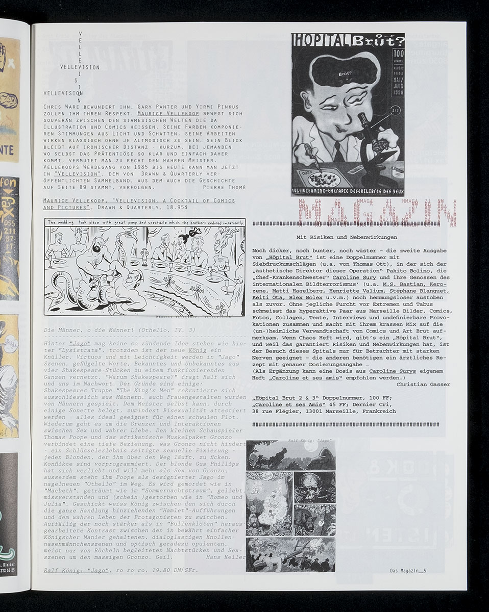 Layout für Strapazin - Das Comic Magazin, Nr. 52, 1998