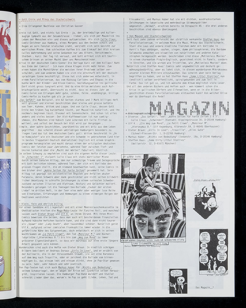 Layout für Strapazin - Das Comic Magazin, Nr. 52, 1998