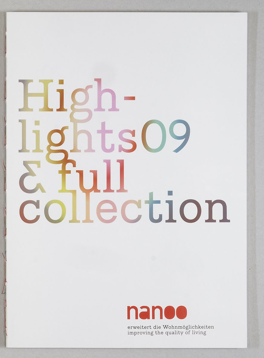 Produktkatalog für die Möbel- und Leuchtenkollektion nanoo, 2008, zusammen mit Herrmann Germann und Daniel von Rüti