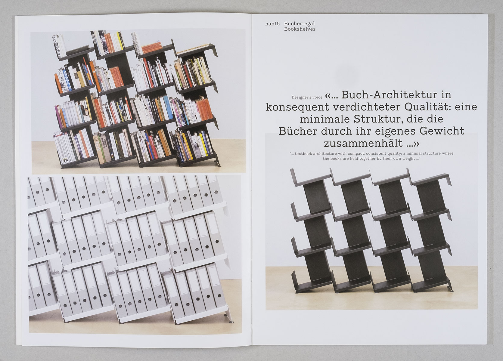 Produktkatalog für die Möbel- und Leuchtenkollektion nanoo, 2008, zusammen mit Herrmann Germann und Daniel von Rüti
